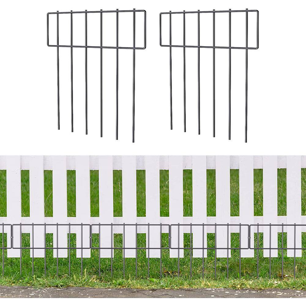 Oumilen 17 in. H x 10 ft. L Barrier Fence Decorative Garden Fencing Rustproof Metal Wire Garden Fence T Shaped (10-Pack) LT-K145