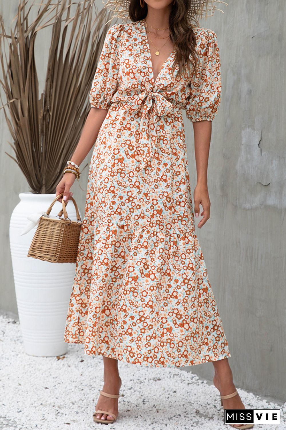 Floral Print Loose Long Dress Wholesale