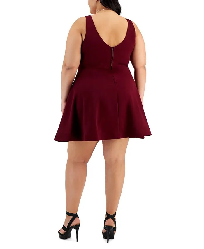 Trendy Plus Size Notched-Neck Tiered-Hem Dress