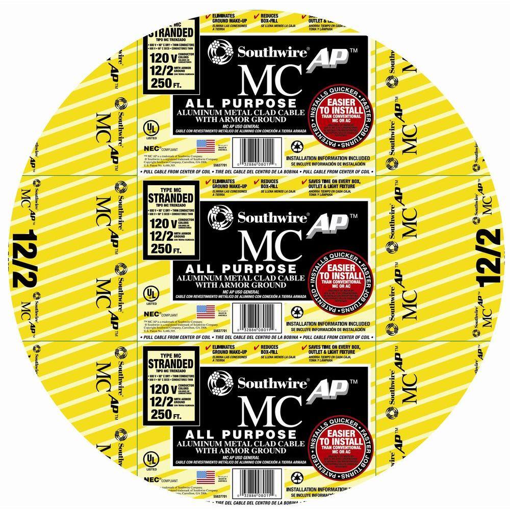 Southwire 122 x 250 ft. Stranded AL MCAP (Metal Clad All-Purpose) Armored Cable 55637701