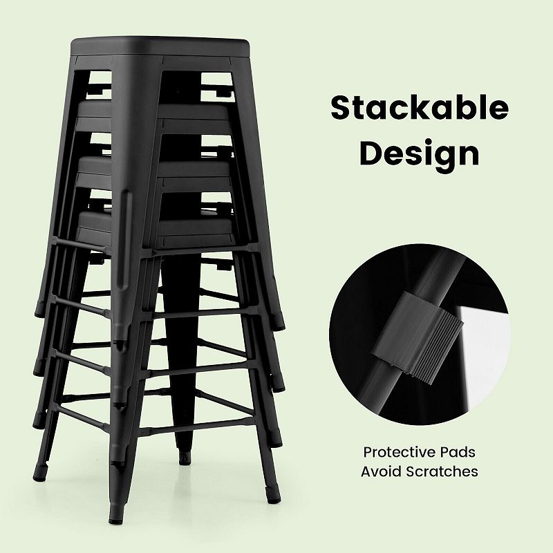 24 Inch Set of 4 Tolix Style Counter Height Barstool Stackable Chair