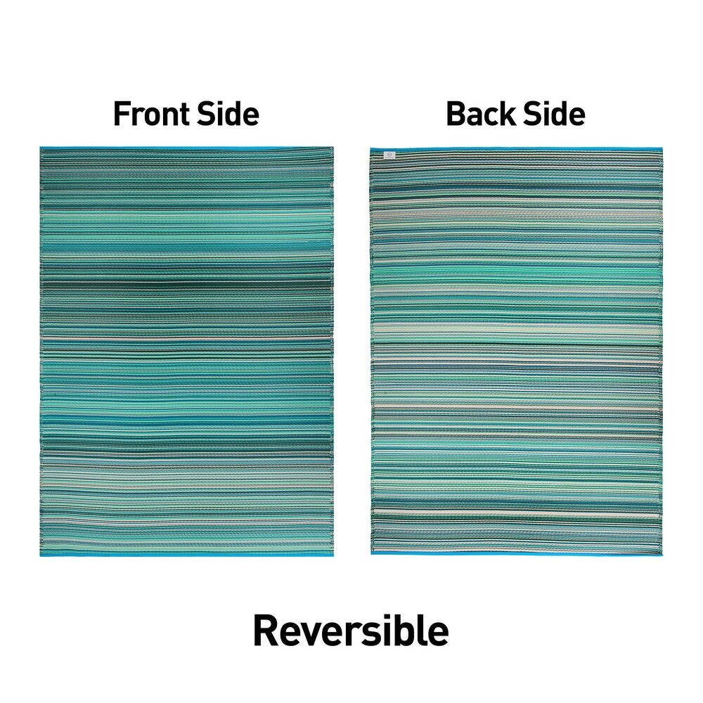 Contemporary Stripe Reversible Plastic Outdoor Rugs