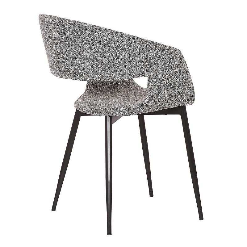 Upholstered Open Back Dining Accent Chair with Metal Angled Legs， Gray