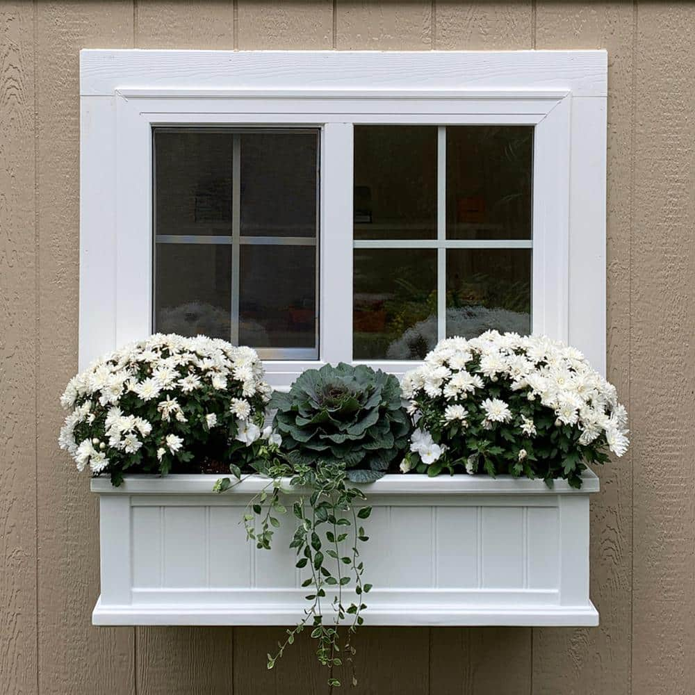 Mayne Cape Cod 36 in. x 11 in. Self-Watering White Polyethylene Window Box 4840-W