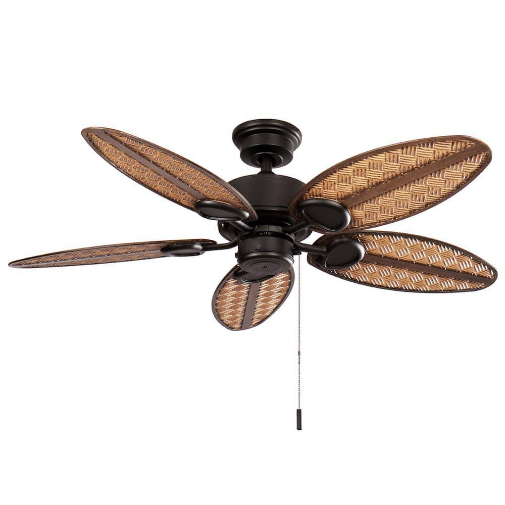 Hampton Bay Lakemoore 48 in LED IndoorOutdoor Matte Black Ceiling Fan with Light Kit