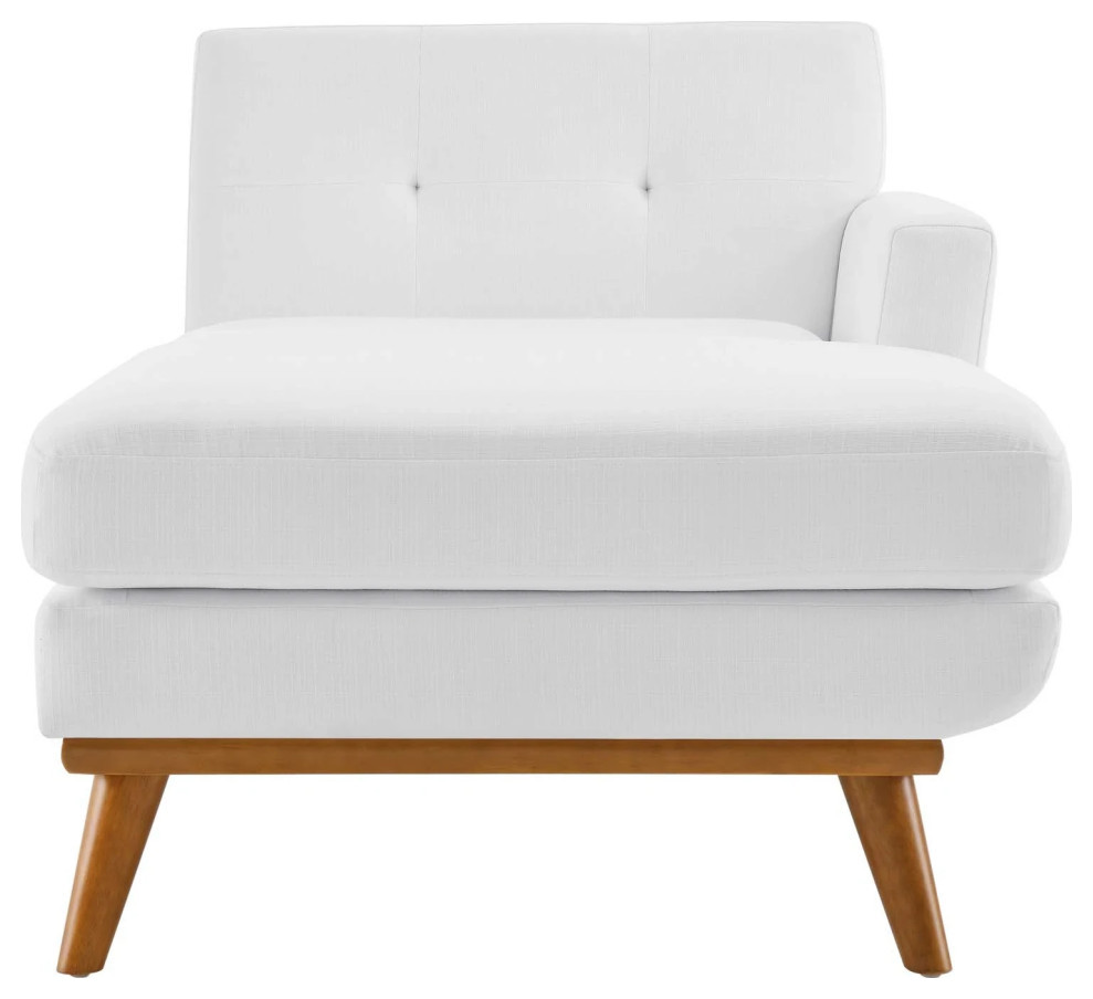 Gianni White Right  Facing Upholstered Fabric Chaise   Midcentury   Indoor Chaise Lounge Chairs   by V.S.D Furniture  Houzz