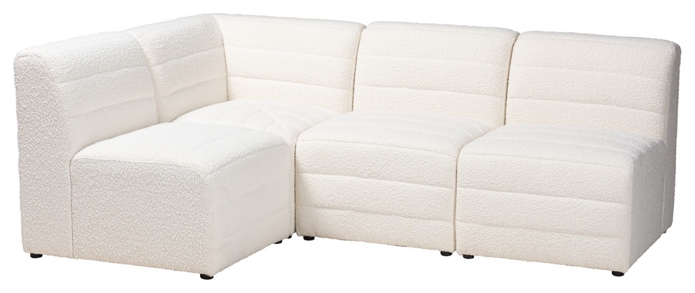 Salcombe Cream Boucle Collection   Transitional   Sectional Sofas   by Baxton Studio  Houzz