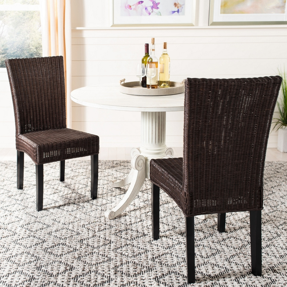 Barrano 18 quoth Wicker Side Chair (set Of 2) Dark Brown   Tropical   Dining Chairs   by Peachtree Fine Furniture  Houzz