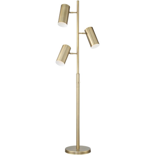 Tall Satin Brass 3 light Adjustable Metal Shade For Living Room Reading Bedroom Office