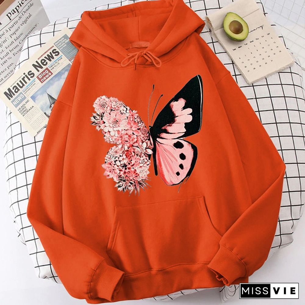 Fashion Funny Butterfly Hoodies For Women Creative Personalized Autumn Winter Sweatshirt Ladies Pullovers