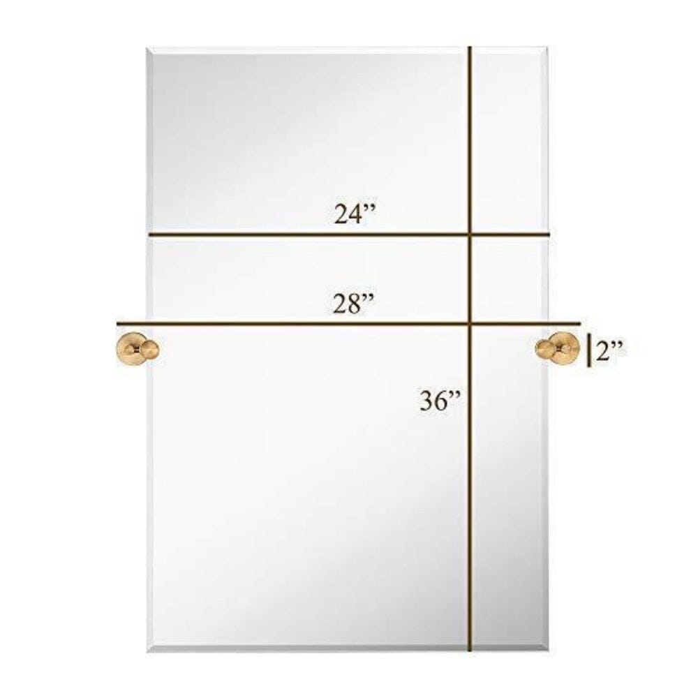 Large Tilting Pivot Rectangle Mirror with Brushed Gold Wall Anchors 24