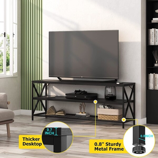 TV Stand for TV up to 65 Inch， Industrial Entertainment Center Stand for Living Room Bedroom， Sturdy Wood TV Console Table