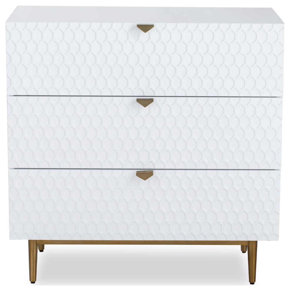 White 3 Drawer Chest  Liang  ampEimil Bolero   Midcentury   Accent Chests And Cabinets   by Oroa   Distinctive Furniture  Houzz