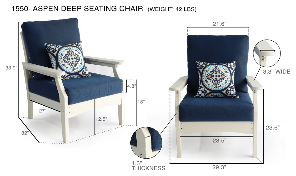 Aspen 3PC Set Deep Seating Chair with End Table   Transitional   Outdoor Lounge Chairs   by LuXeo USA  Houzz