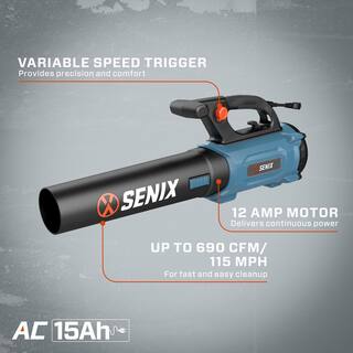 Senix 115 MPH 690 CFM 12-Amp Electric Handheld Leaf Blower BLAE12-M