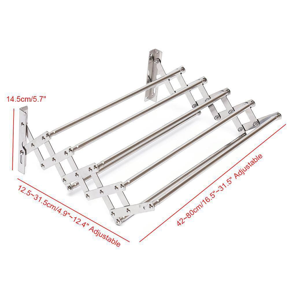 YIYIBYUS 31.5 in. x 5.7 in. Silver Stainless Steel Folding Telescopic Towel Rack Garment Rack HG-ZTYJ-6572