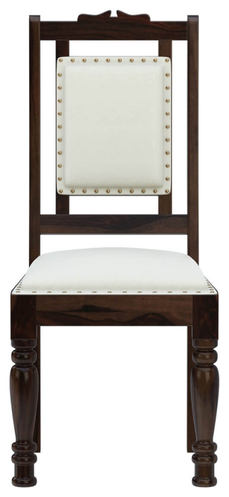 La Junta Brass Inlay Rustic Solid Rosewood Leather Chair   Traditional   Dining Chairs   by Sierra Living Concepts Inc  Houzz