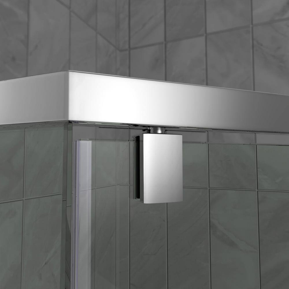 DreamLine Prism 34.125 in. x 34.125 in. x 72 in. Semi-Frameless Neo-Angle Pivot Shower Enclosure in Brushed Nickel SHEN-2134340-04