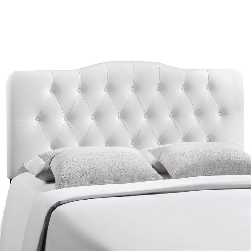 Modway Annabel King Upholstered Vinyl and Wood Headboard in White   Transitional   Headboards   by Homesquare  Houzz