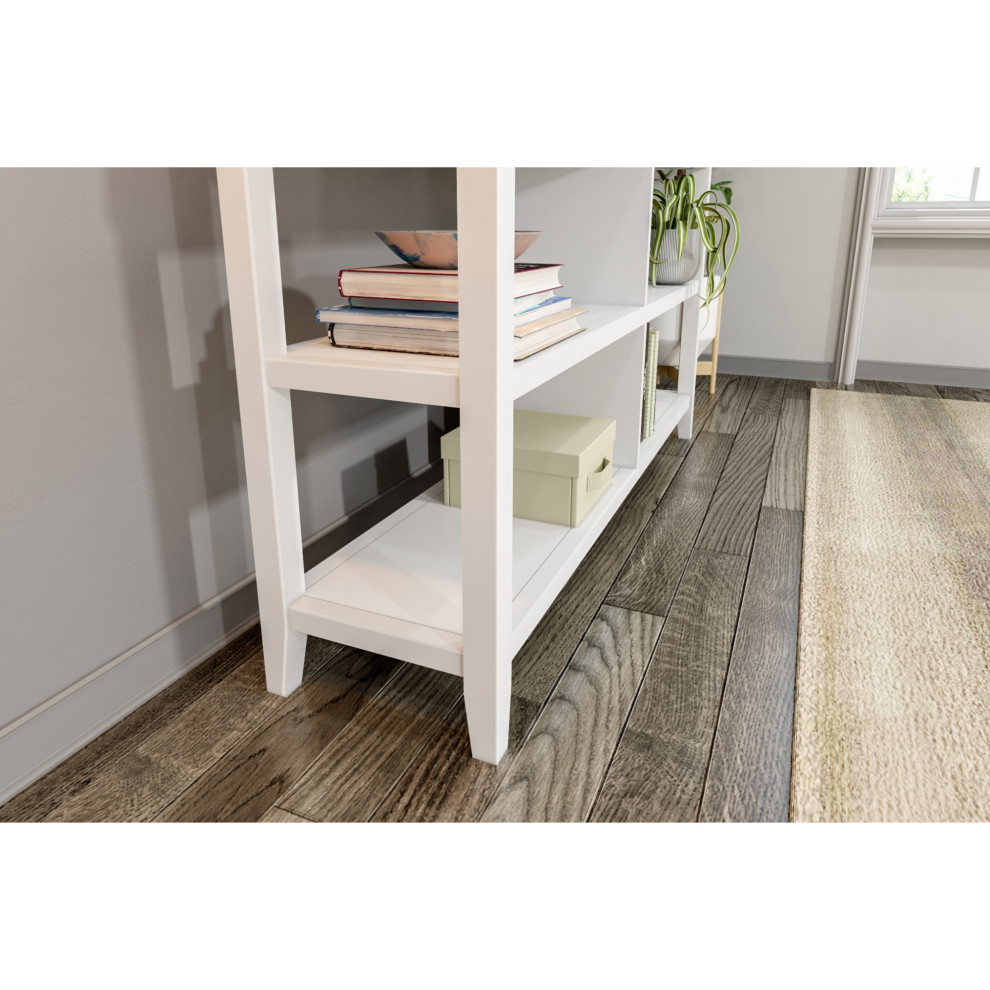 Newridge 2 Tier Low Wooden Bookcase White   Transitional   Bookcases   by VirVentures  Houzz