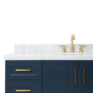ARIEL Taylor 55 in. W x 22 in. D Bath Vanity in Midnight Blue with Marble Vanity Top in Carrara White with White Basin Q055SCWRVOMNB