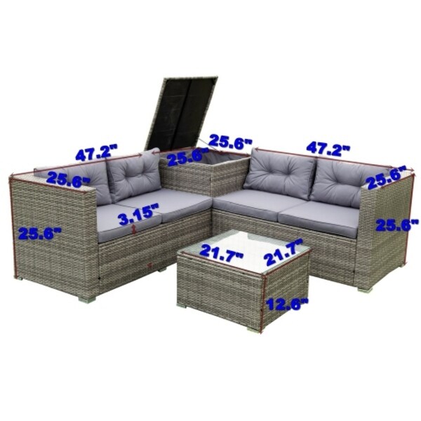 Clihome 4 Piece Outdoor Furniture Sofa Set with Cushion