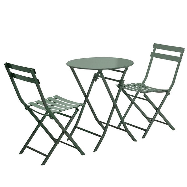 3Pieces Patio Bistro Foldable Round Table and Chairs Set