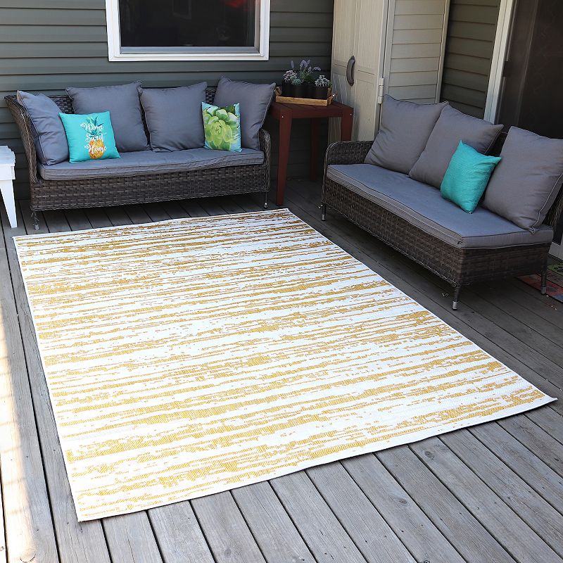 Sunnydaze Abstract Impression Outdoor Area Rug - Golden Fire - 7 ft x 10 ft