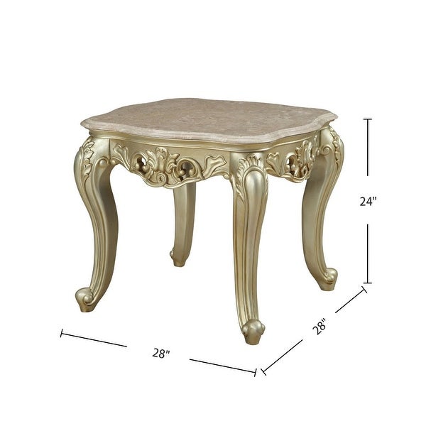 Square Marble Top End Table in Antique White