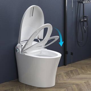 HOROW 1-piece 11.27 GPF Dual Flush Elongated Toilet in White Seat Included HR-0010