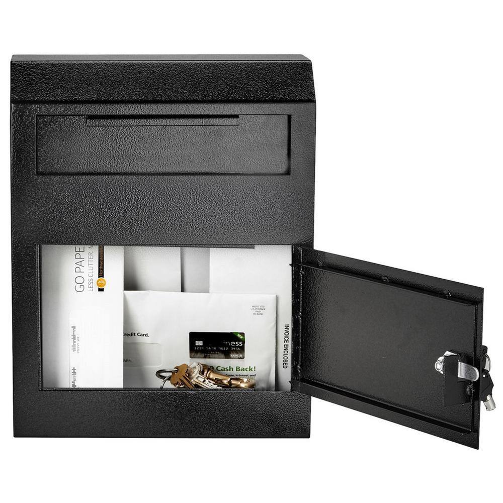 AdirOffice Black Heavy-Duty Secured Safe Drop Box with Mailbox 631-07-BLK-PKG