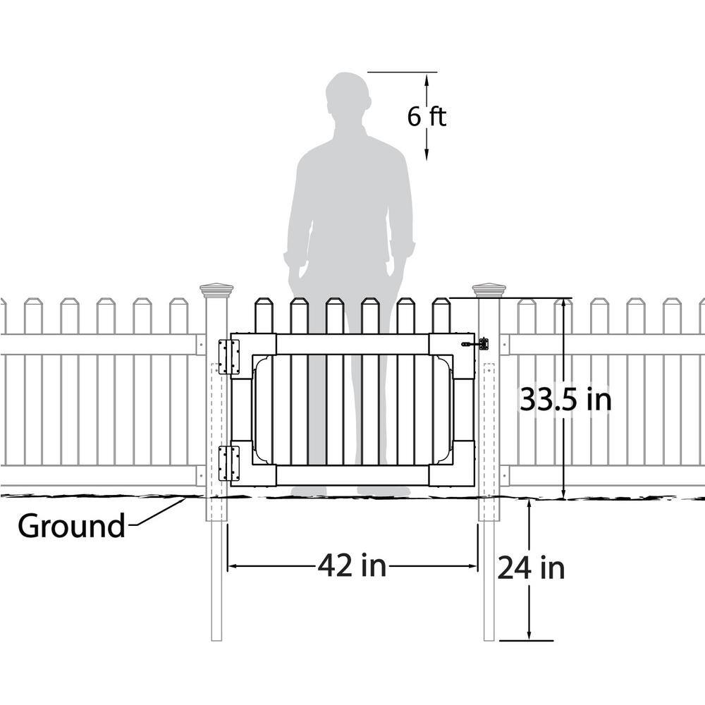 Zippity Outdoor Products 3-12 ft. x 2-58 ft. Newport Vinyl Picket Fence Gate with Stainless Steel Hardware ZP19004