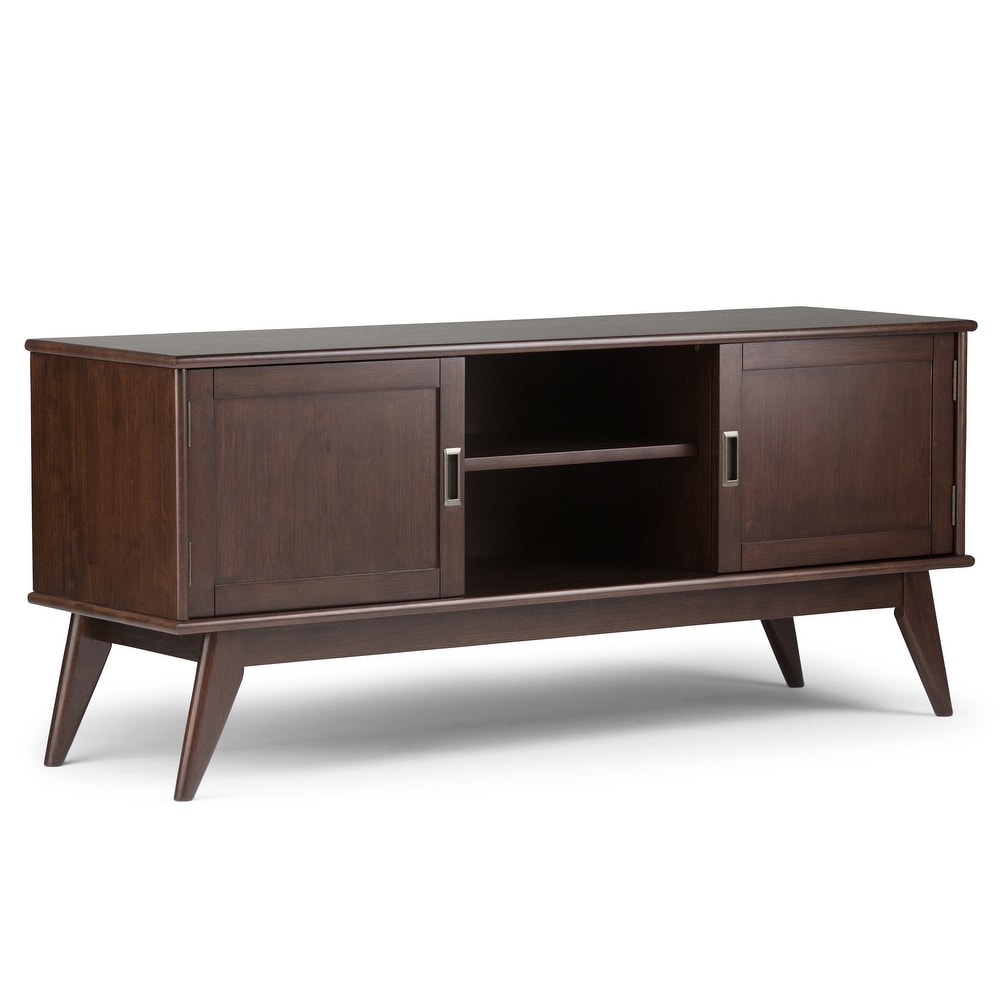 WYNDENHALL Tierney SOLID HARDWOOD 60 inch Wide Mid Century Modern TV Media Stand For TVs up to 65 inches   60\