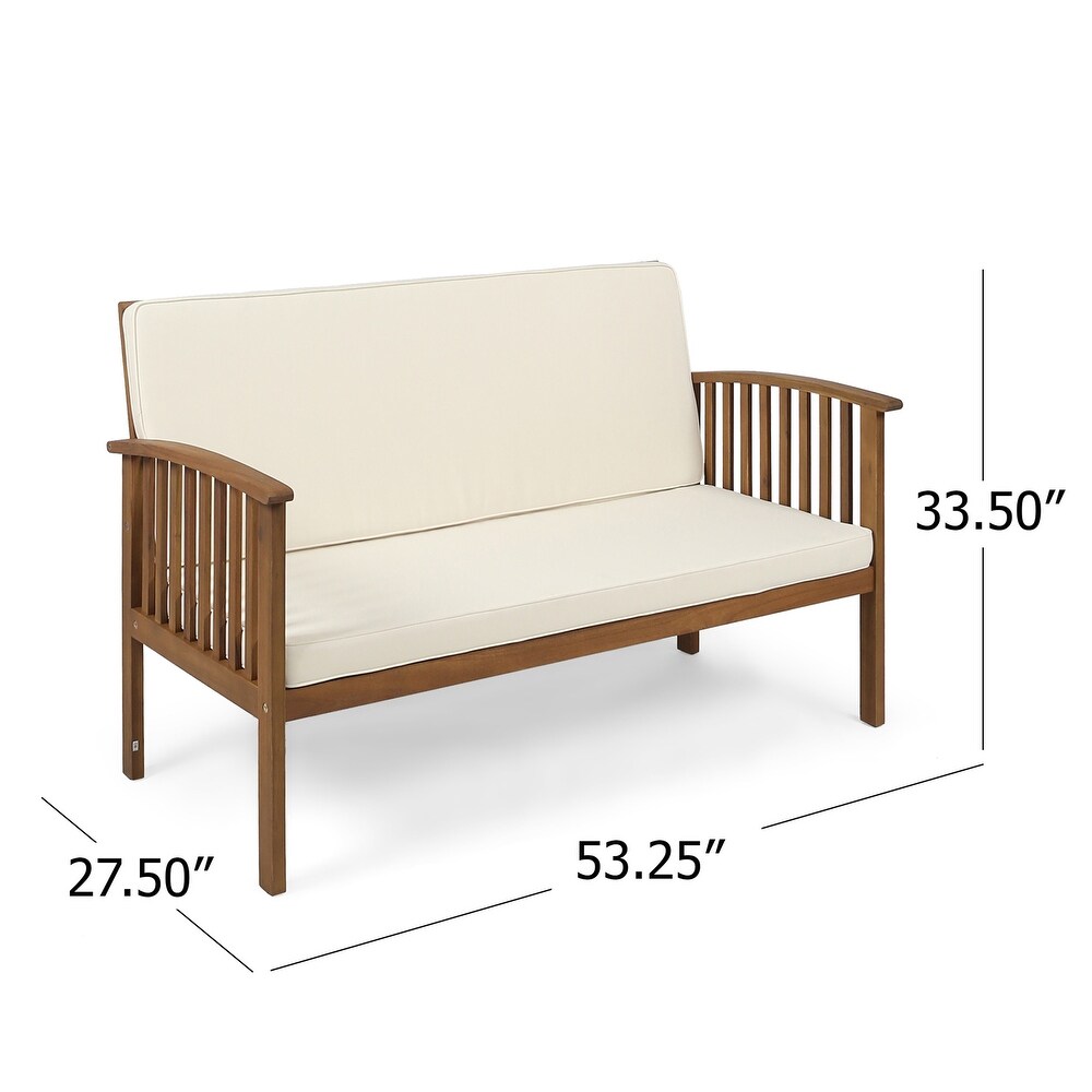 Carolina Outdoor Acacia Wood Loveseat by Christopher Knight Home