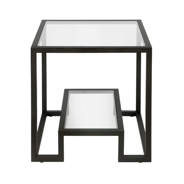 Athena Geometric Luxe Side Table in Silver