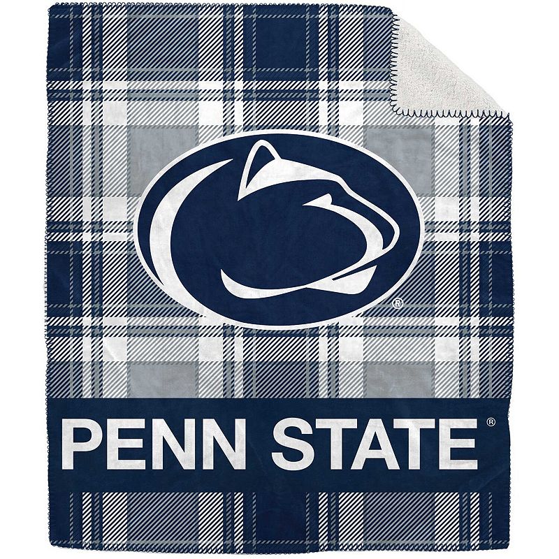 Pegasus Penn State Nittany Lions 50 x 60 Plaid Flannel Sherpa Plush Blanket