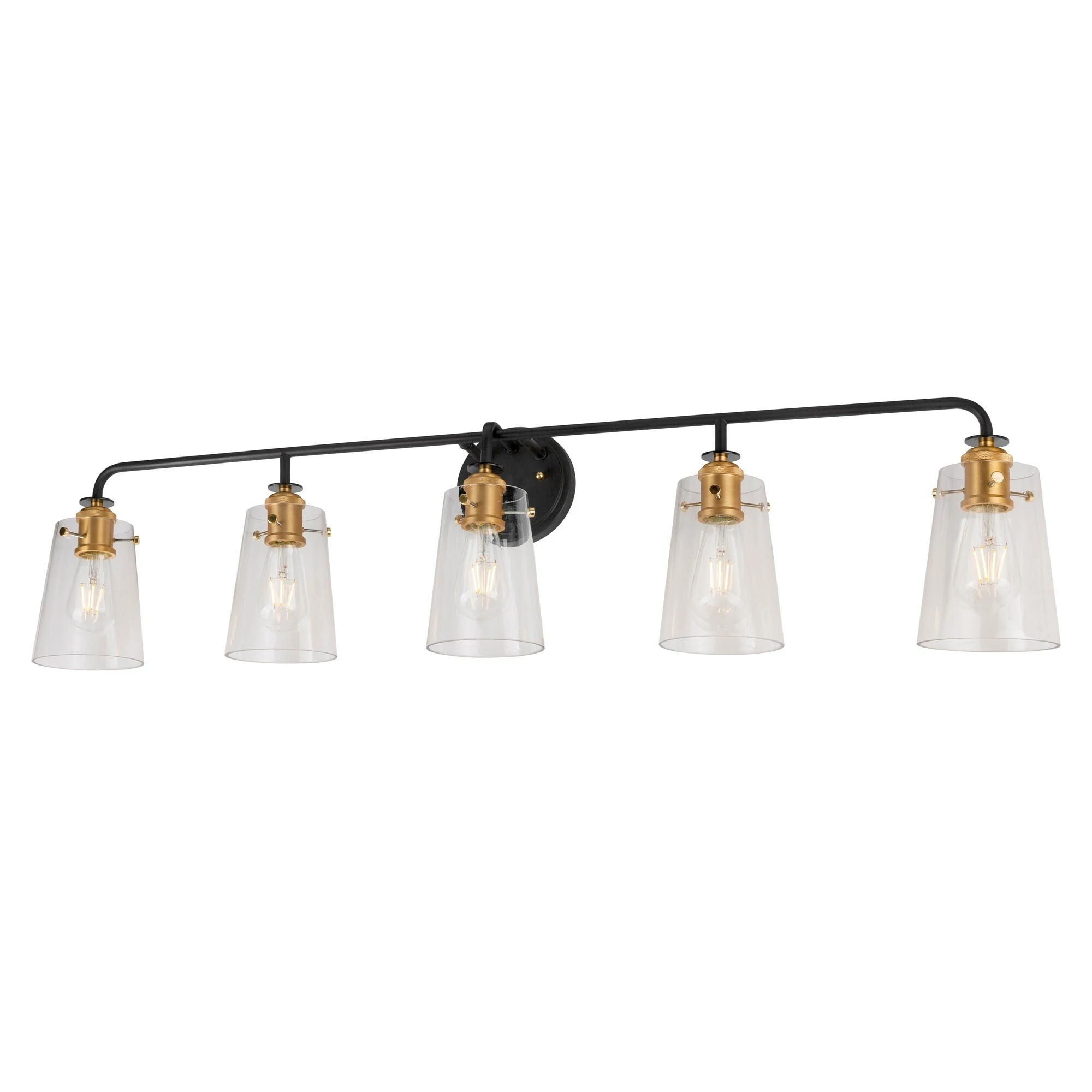 Ronna 5-Light Black and Soft Gold Bath Light with Clear Glass - Black and Soft Gold