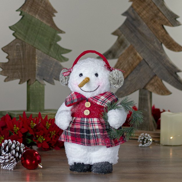 Plush Girl Snowman With Ear Muffs Christmas Figure