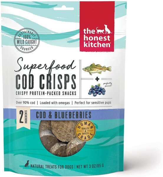 The Honest Kitchen Superfood Cod Crisps Cod and Blueberry Dehydrated Dog Treats