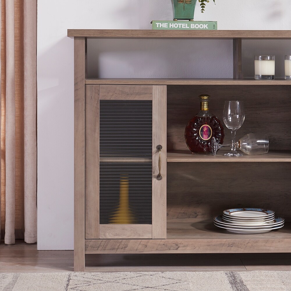 Three tier sideboard with two double cabinets in Grey Wash