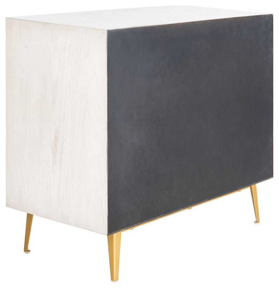 Gina 3 Drawer Chest Whitewash/Gold   Midcentury   Accent Chests And Cabinets   by V.S.D Furniture  Houzz