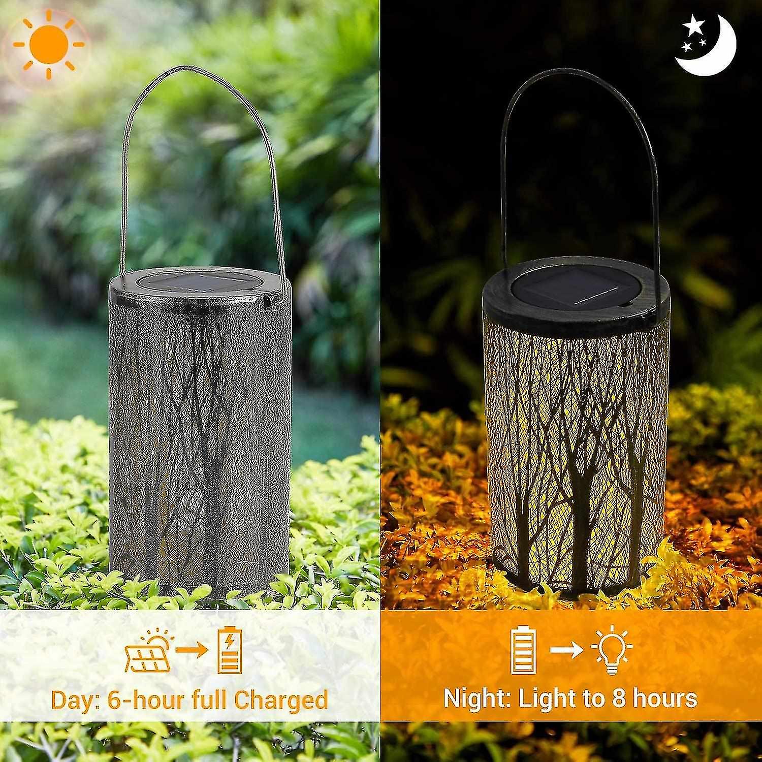 Solar Lantern - 2 Pcs Ip44 Waterproof Outdoor Lantern Lamp For Garden Hanging Lantern Solar Led Deco