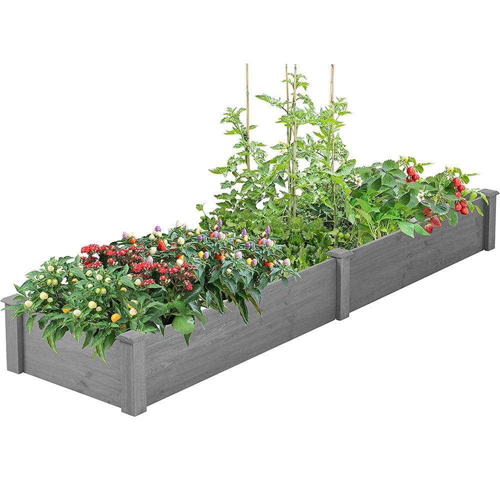 BTMWAY 96 in. L x 28 in. W x 10 in. H Cedar Wood Outdoor Large Long Raised Garden Bed Kit， Planter Box， Tool-Free Assembly CXXLG-GI81261D469-Gardenbed01