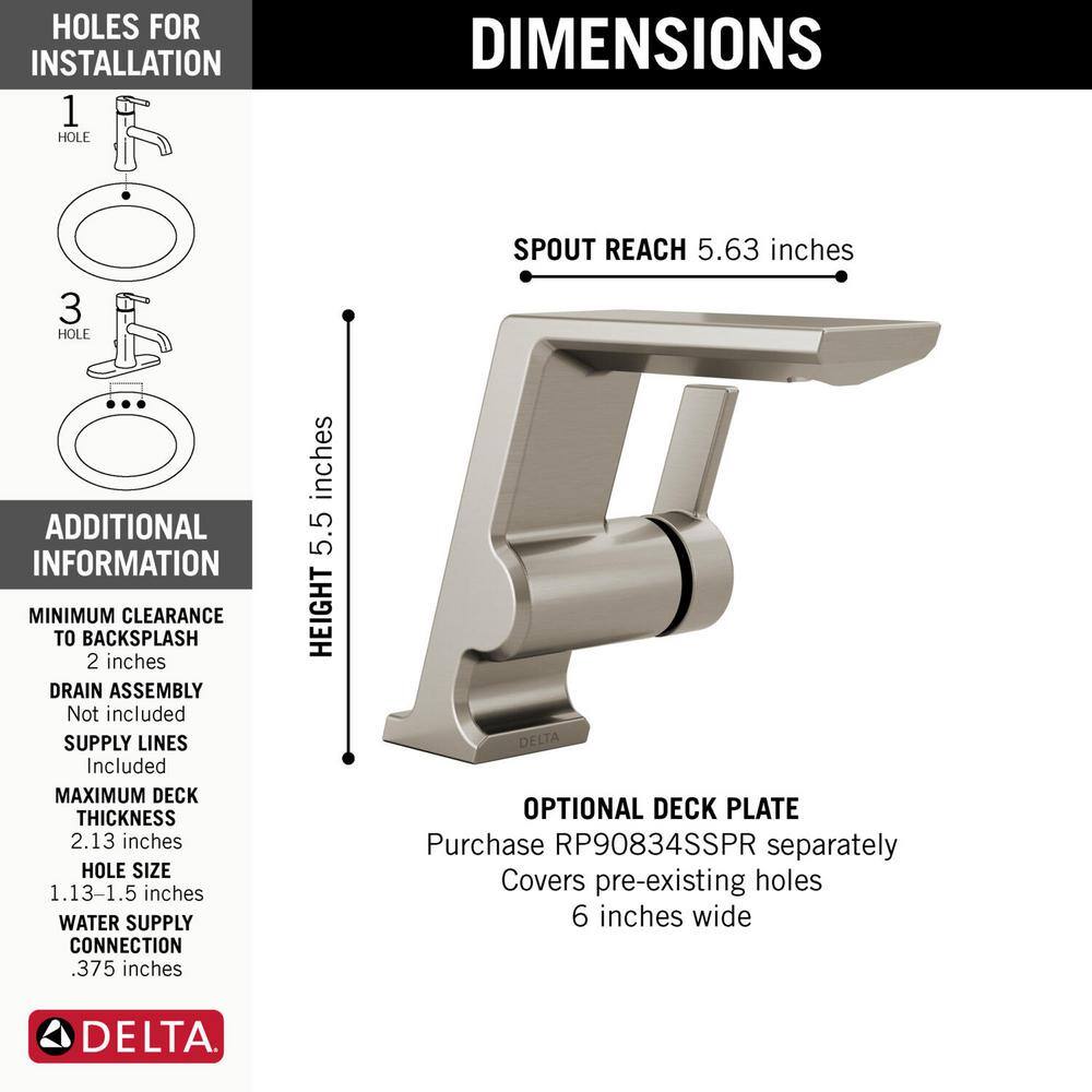 Delta Pivotal Single Handle Single Hole Bathroom Faucet in Lumicoat Stainless 599-SS-PR-LPU-DST