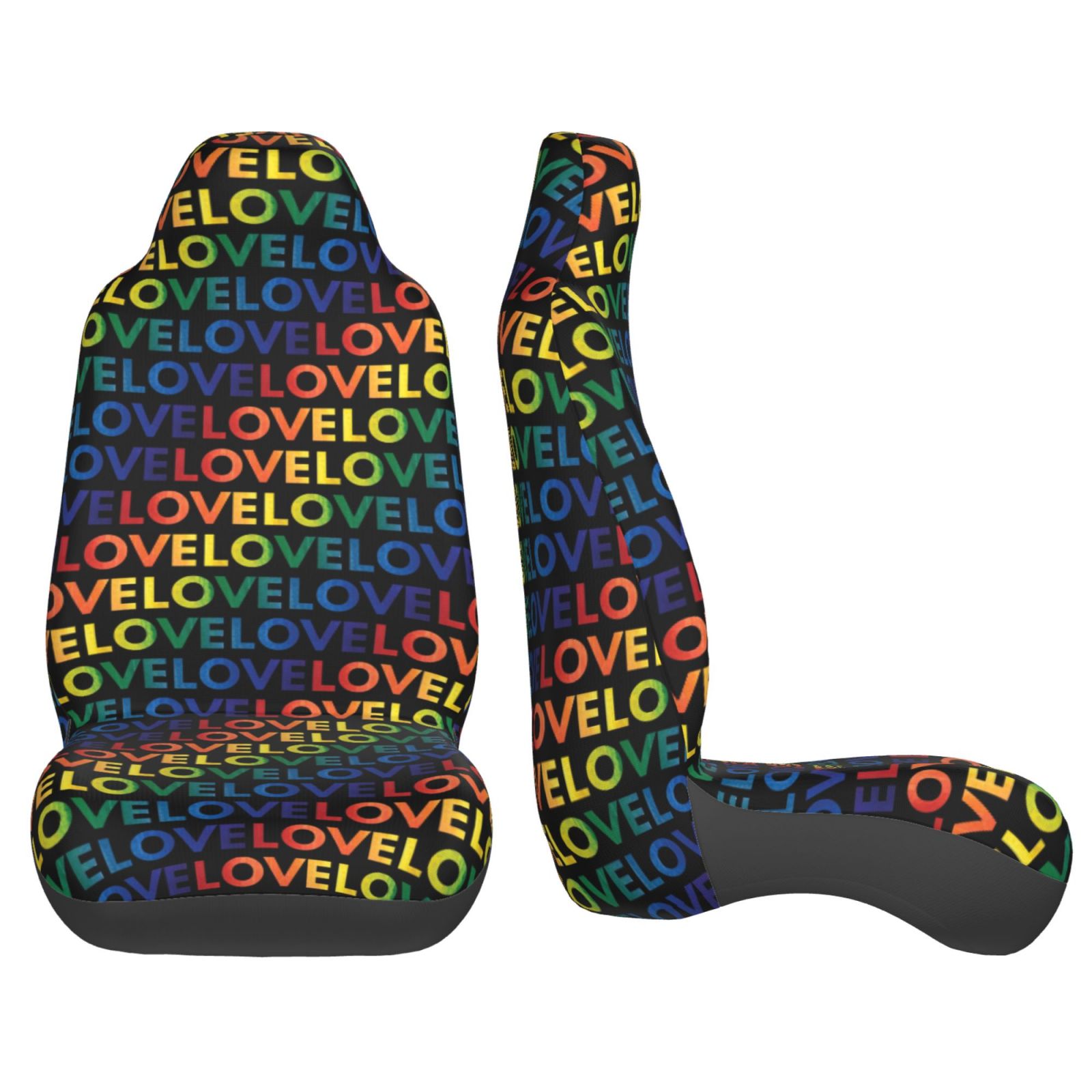 TEQUAN Front Seat Covers， Rainbow Lgbt Pride Pattern 2 Piece Car Seat Cover Fit Most Car SUV Truck Van