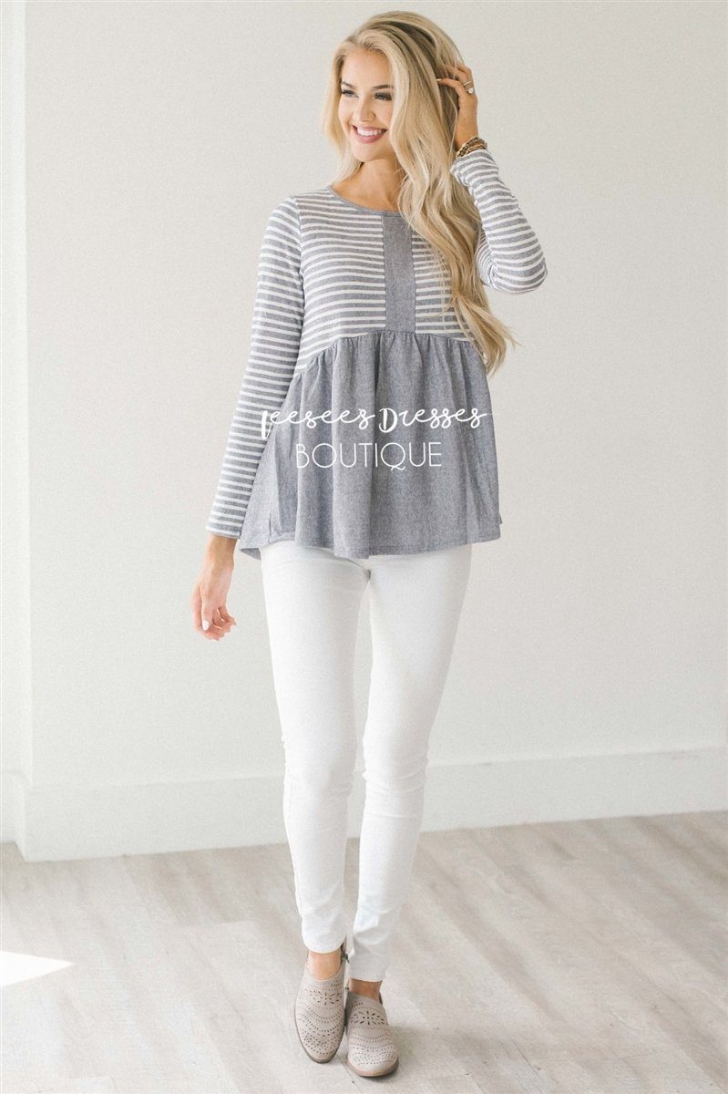 Heather Textured Baby Doll Top