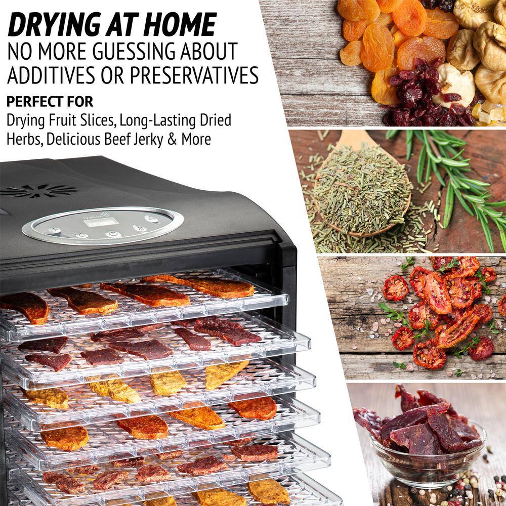 Ivation 9 Plastic Tray Food Dehydrator For Snacks Herbs Fruit and Beef Jerky IVFD90RBWH