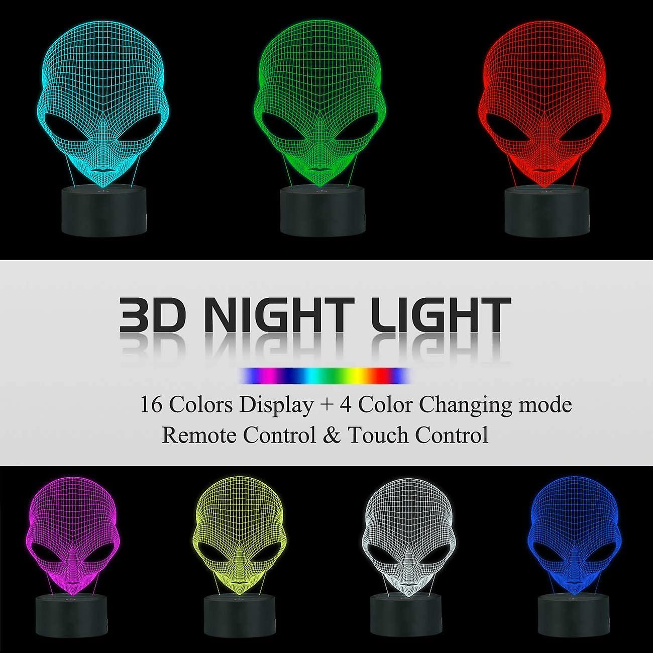 3d Night Light Alien Night Light Martian Et Projection Led Lamp Alien Illusion Lamp For Kids Room Home Decor Christmas Birthday Gifts With Remote Cont