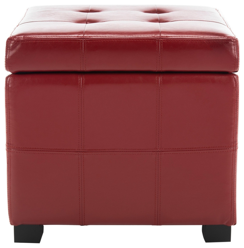 Denna Square Tufted Ottoman Red/ Black   Contemporary   Footstools And Ottomans   by Peachtree Fine Furniture  Houzz