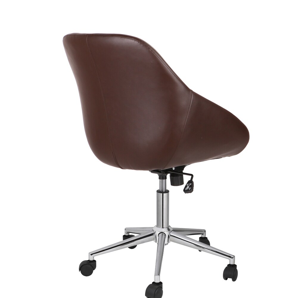 Porthos Home Hayes Swivel Office Chair  Chrome Base  PU Leather